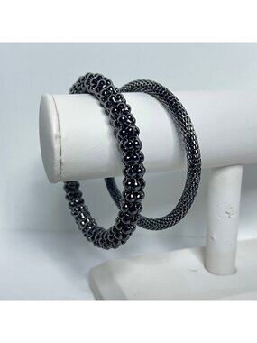 Pair Of Gun Metal Gray Bangle Bracelets (6539)